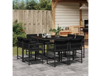 9-piece garden dining set with cushions, black resin wicker FJVT36447