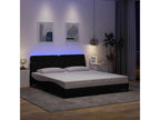 Bed frame with LED lighting, mattress not included, black, 180x200 cm, fabric, AWAI80432
