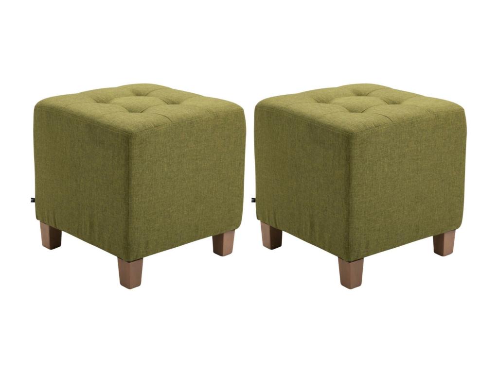 Set of 2 Stools - Fabric / Wood - Green - Chicyla SOTE96658