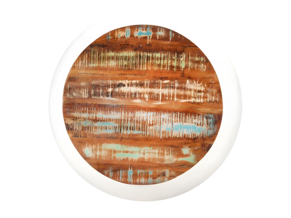 Coffee table, white, 68x68x30 cm, solid reclaimed wood, GGNY82050