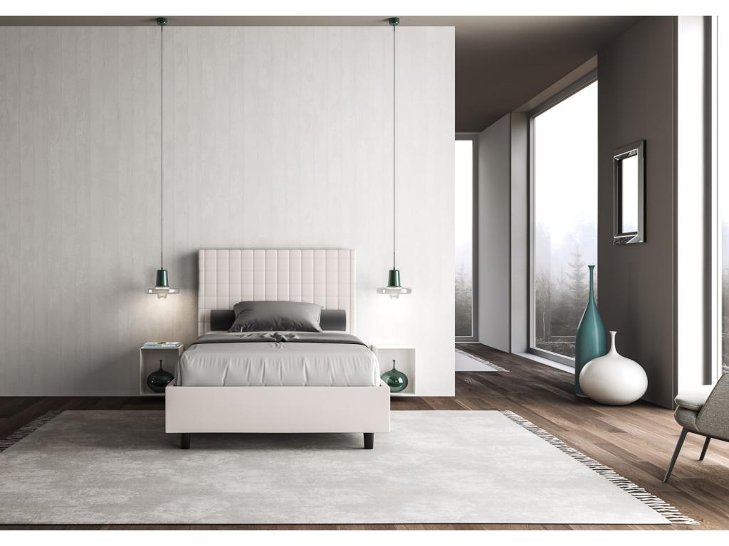 Sunny WEZK90075 1.5-person bed with upholstered slatted base 120x200 white faux leather