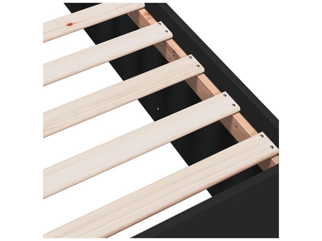 Black bed frame 90x200 engineered wood YCZH44356