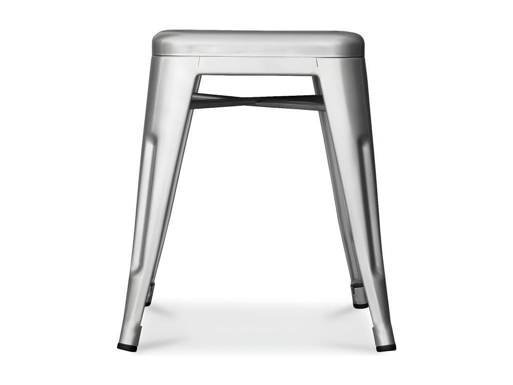 Small industrial stool in reinforced polished steel, Domopure, 45cm --Color: Black CZJD04029
