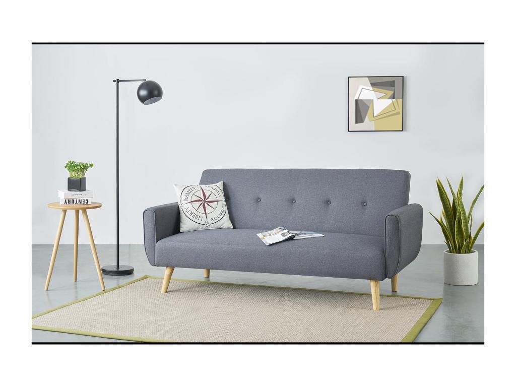 Domopure SDOQ00595 3-seater Scandinavian convertible sofa in grey