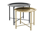 Set of 2 coffee tables/living room tables in black and gold metal EJHL33012