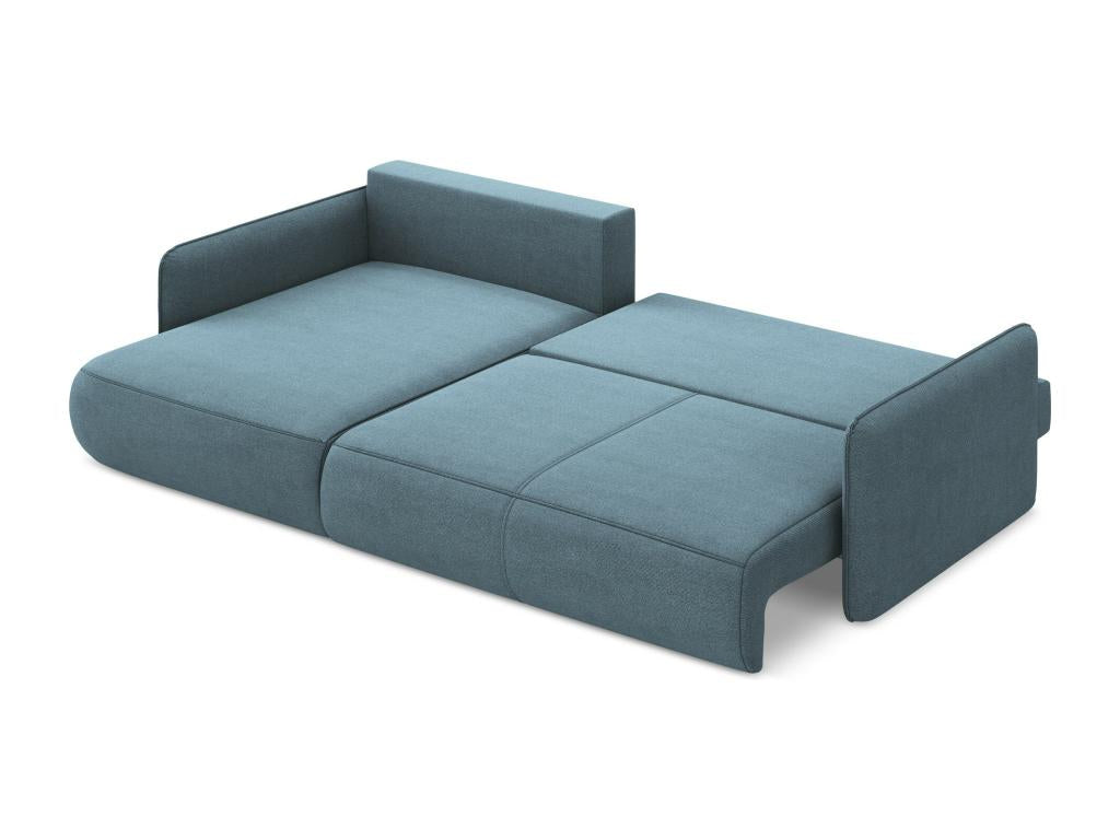 Decohaute BGLJ55256 Left-hand corner sofa bed in textured fabric - light blue