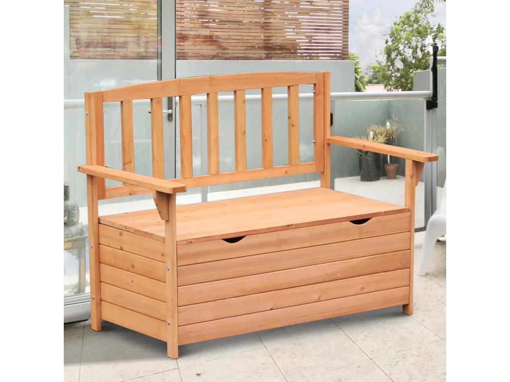 2-seater garden storage bench, dimensions 112L x 58W x 84H cm - high backrest - max load 280 kg - pre-oiled fir wood EXUT64156