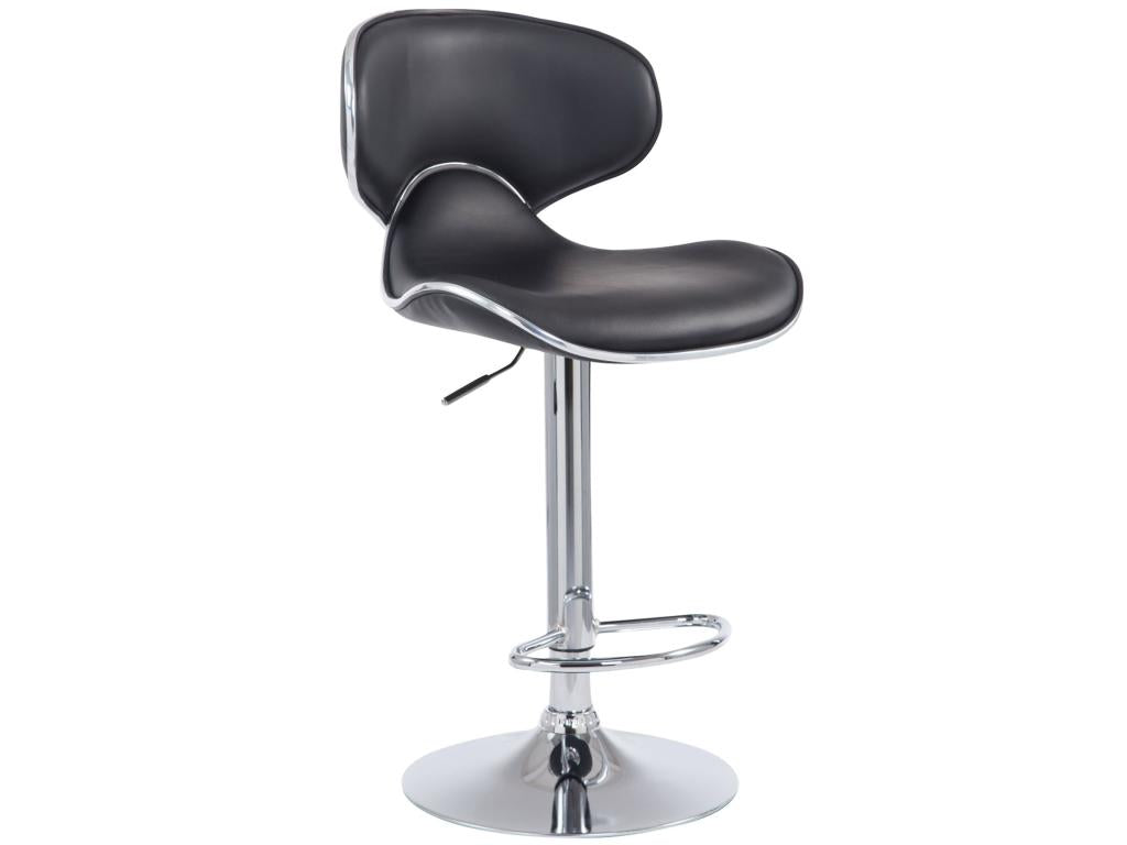 Bar stools - Faux leather / Chrome-plated metal - Black - Domopure V2 TJDT45297