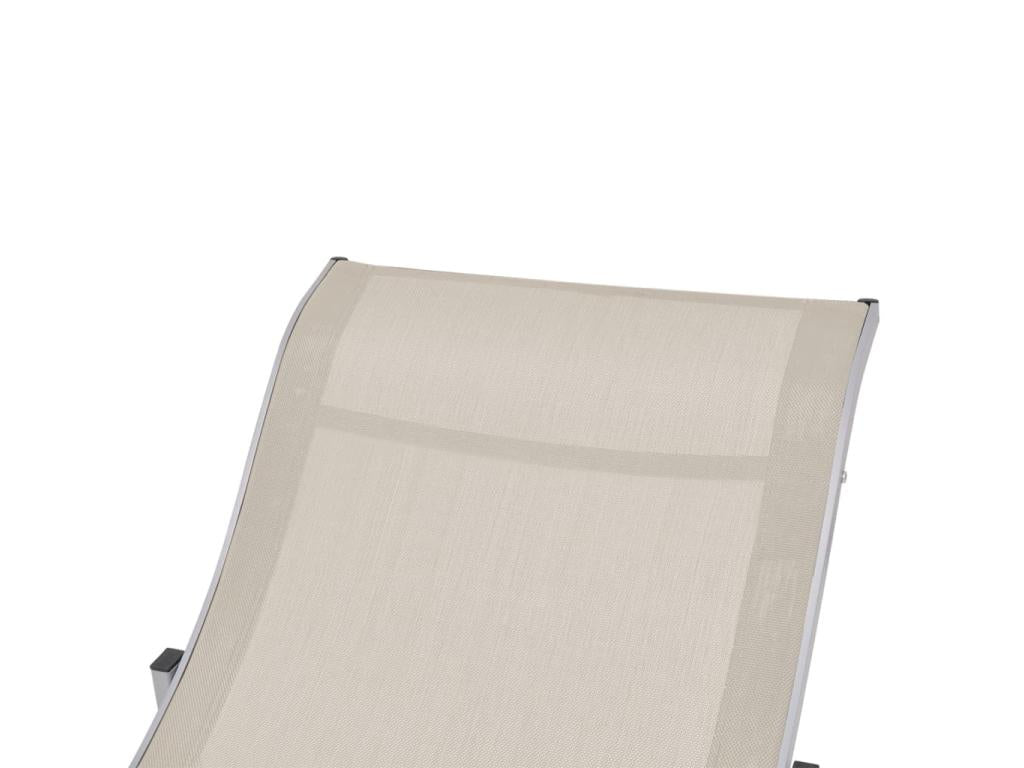 Folding sun loungers, set of 2, Cream Textilene QYTD76138
