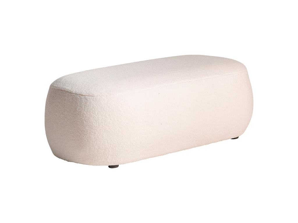 White looped cotton footrest 109x49x36 cm KMAG39777