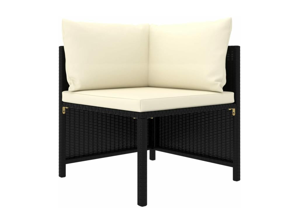4-piece garden sofa set with cushions, black wicker resin, GXIE69215