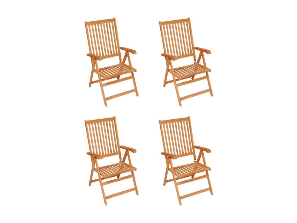 Set of 4 garden chairs with cream cushions, solid teak wood ZJJT08958