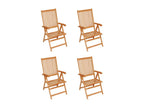 Set of 4 garden chairs with cream cushions, solid teak wood ZJJT08958