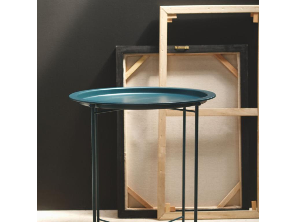 Cosy round metal side table - Peacock blue - D 47 x H 51 cm ILGE24134