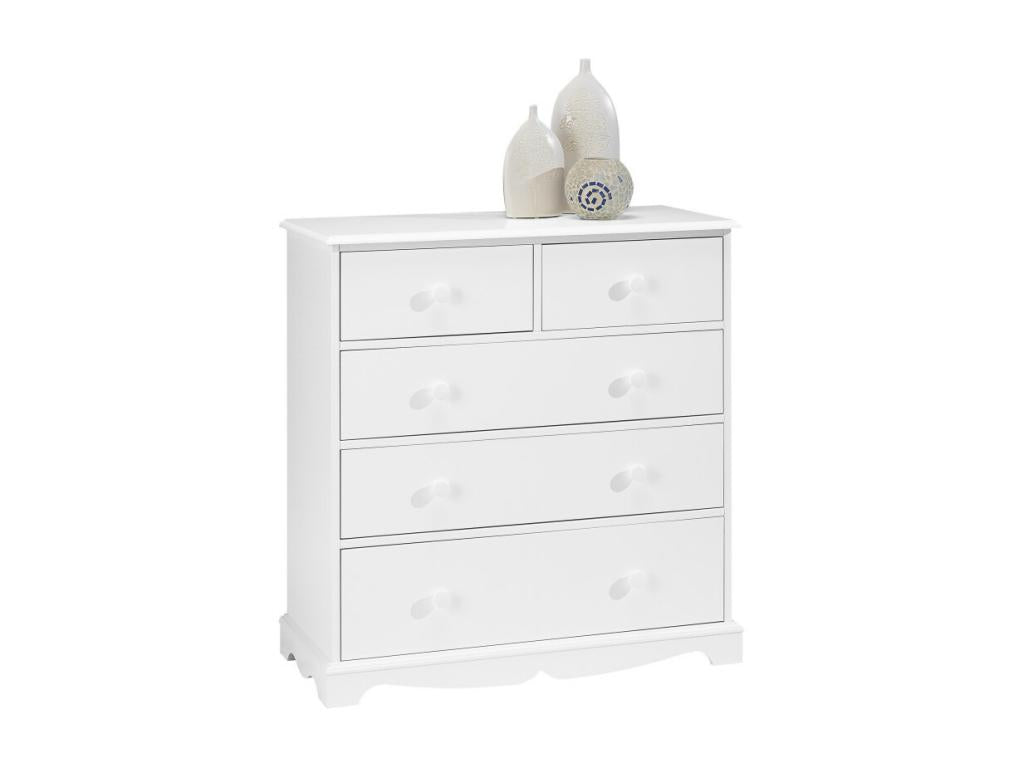White 5-Drawer Chest of Drawers, English Style, W 96.2 H 97.4 D 42.5 cm UVZC20478