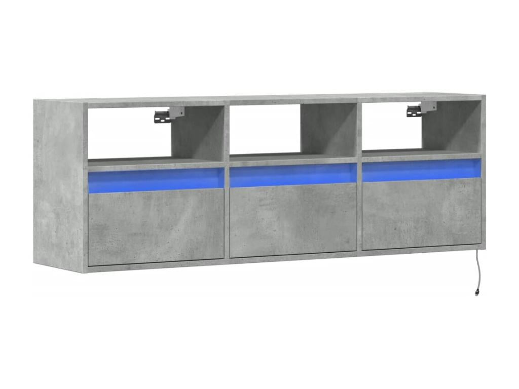 Wall-mounted TV unit with Domopureères LED lighting, concrete grey, 130x31x45 cm, BZVP10090