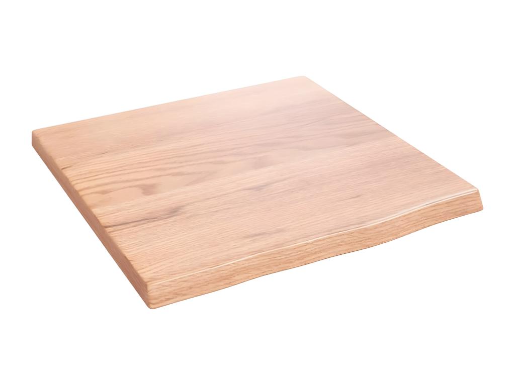 Light brown wall shelf 40x40x2 cm solid treated oak wood TQFY93453