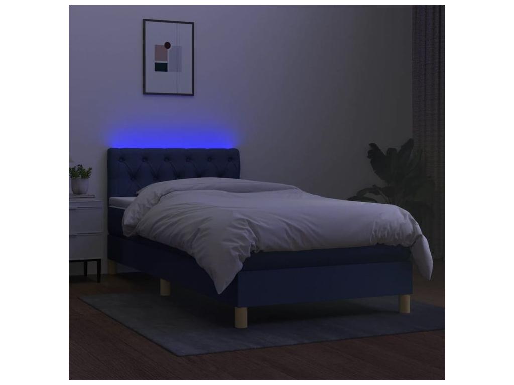 Domopure bed base with mattress and blue LED lighting, 80x200 cm, fabric VTLI77593