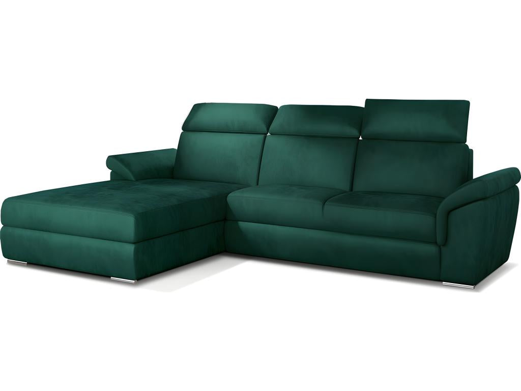 Decohaute 5-seater green velvet corner sofa bed, left-hand facing - Decohaute QLDD09115