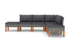 6-piece garden furniture set with cushions, Grey woven resin MIEM08044