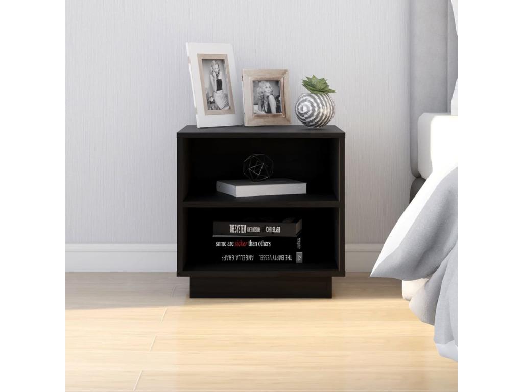 Decohaute Premium - 2-piece bedside tables, black, 40x34x40 cm, solid pine wood, YELS33041