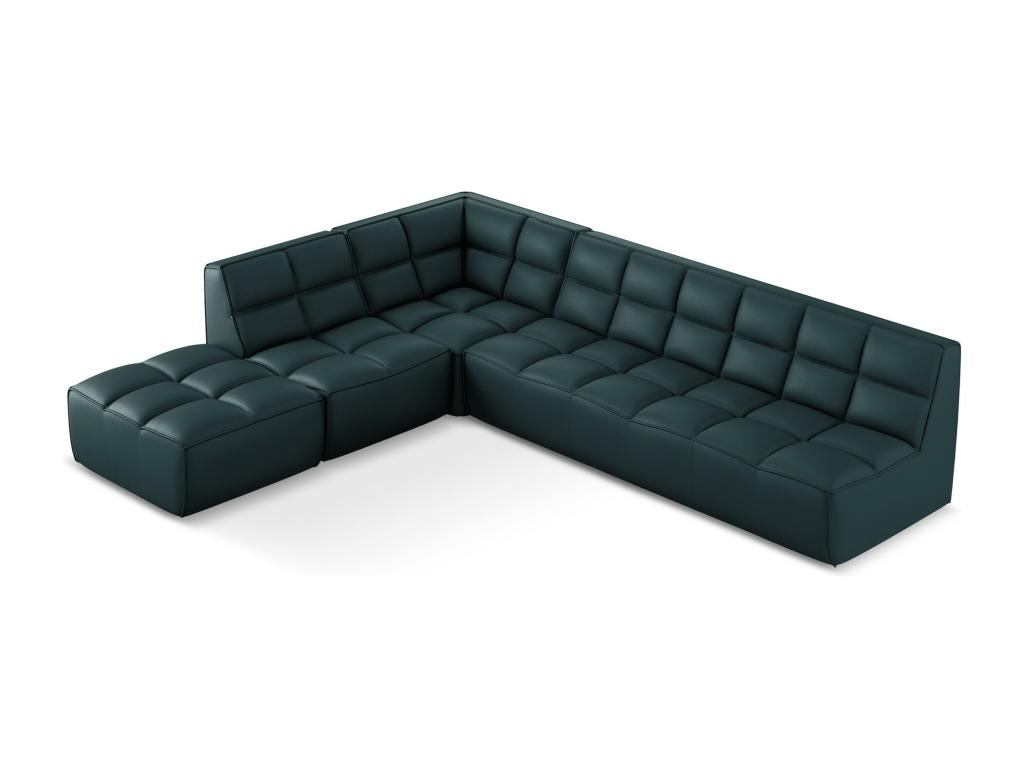 Reversible L-shaped modular corner sofa in artificial leather - navy - Decohaute IOXI14818