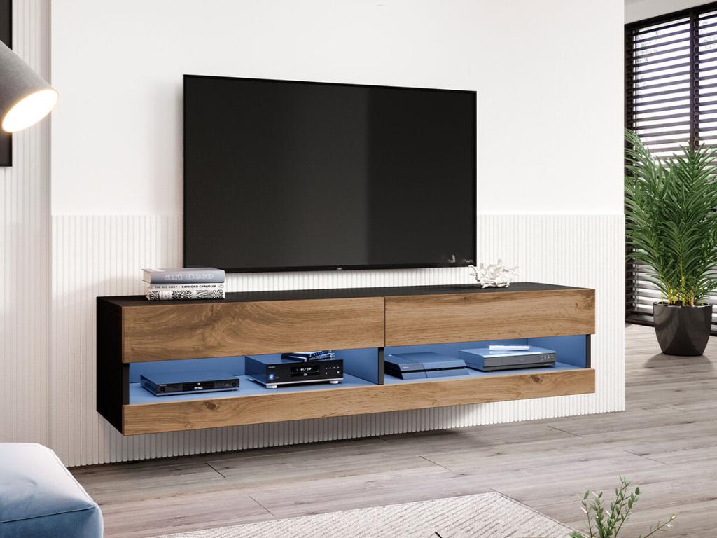 Decohaute 120 Black TV Stand - Decohaute Oak, 2 doors, 180x30x40cm, IQZC71987