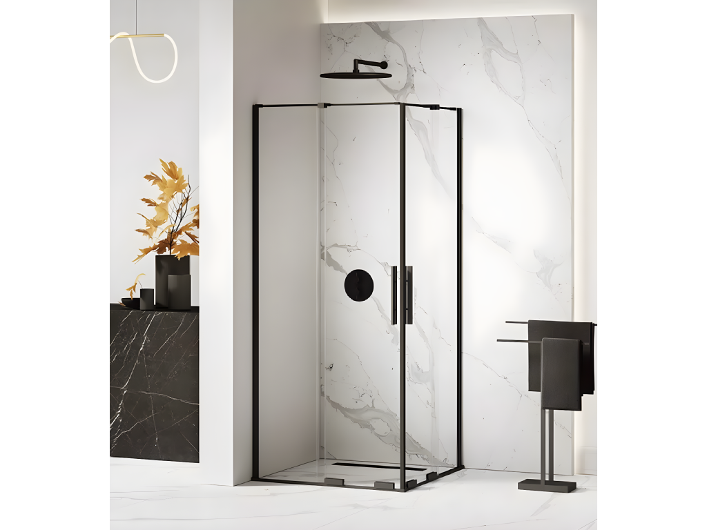 90x120 cm sliding shower enclosure CANARIES BLACK black corner access ELUT00106