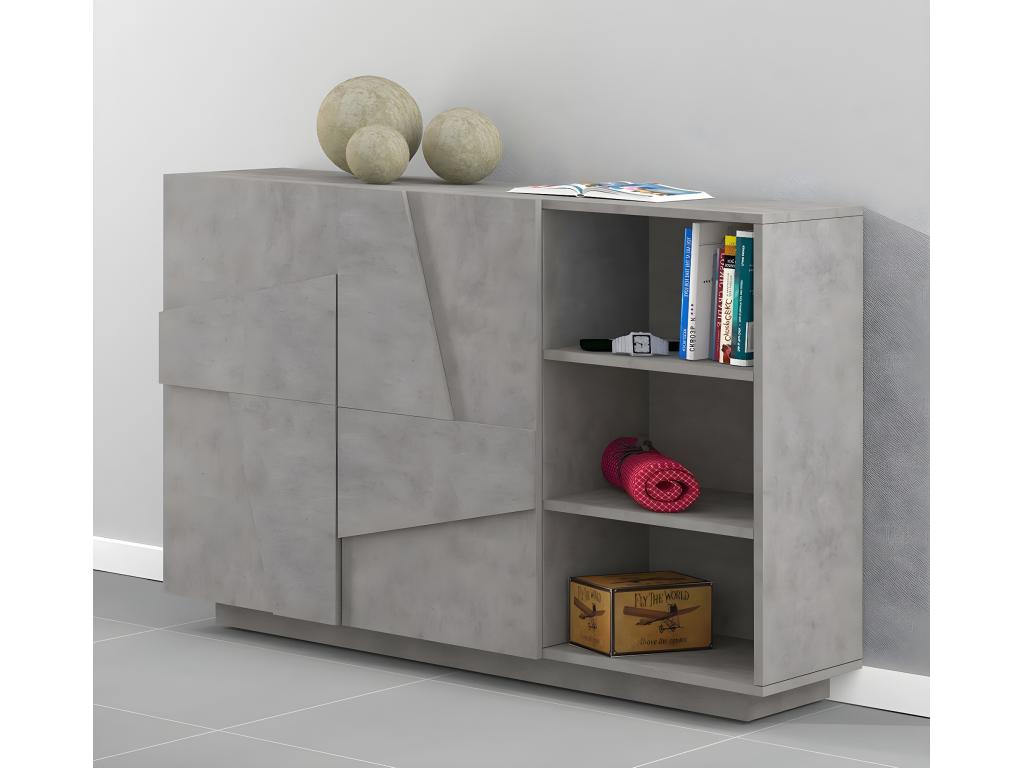 Decohaute Buffet Multifunctional living room buffet 2-door sideboard Made in Italy 121x38h86 cm Cement RNLP51176
