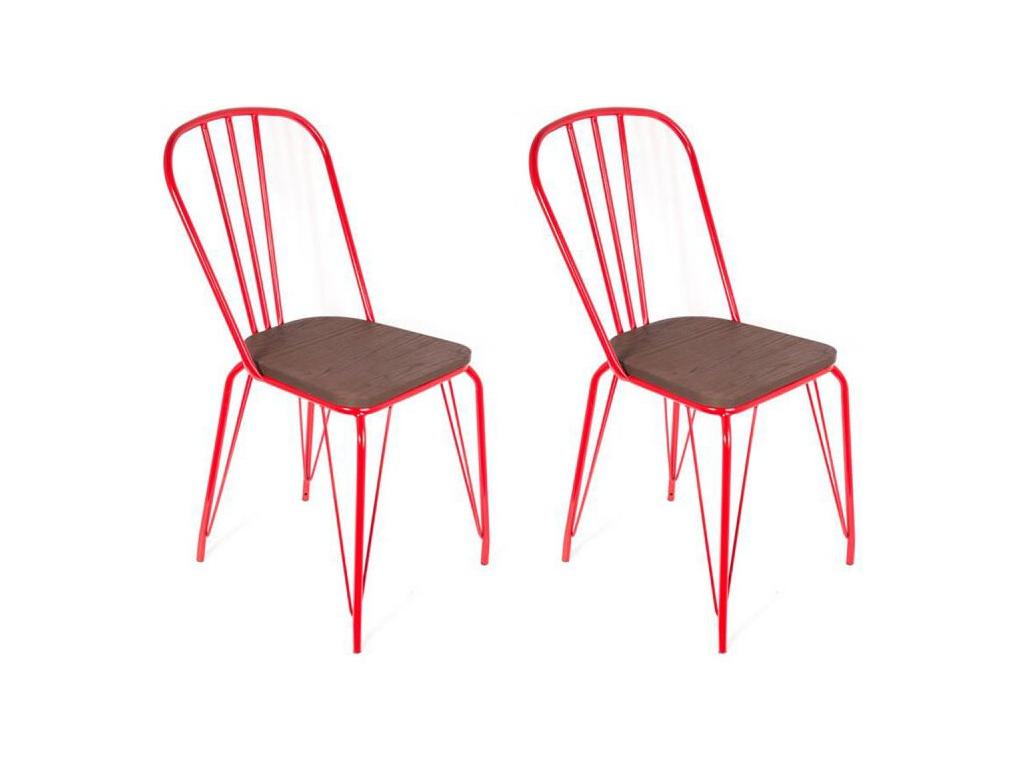 Set of 2 Industrial Style Decorative Chairs 102cm Red DWAQ74277