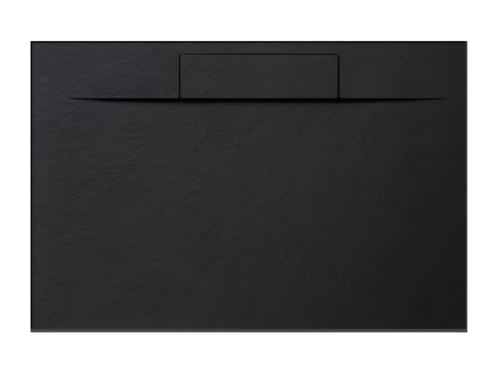 Decohaute PLUS 190x90 cm black shower tray in resin and marble powder with side grate in marble resin QFQT60363