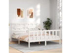 Bed frame with white headboard, 160x200 cm, solid wood, OCAT83362
