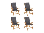 Set of 4 reclining garden chairs and cushions, teak wood WERH92299