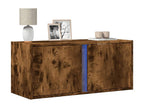 Wall-mounted TV unit with LED high-decoration, smoked oak, 80x31x35 cm, OYFE40087