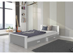 Children's bed in white and light grey pine wood, 90x200cm, with 2 storage drawers, Decohaute AQYW06570