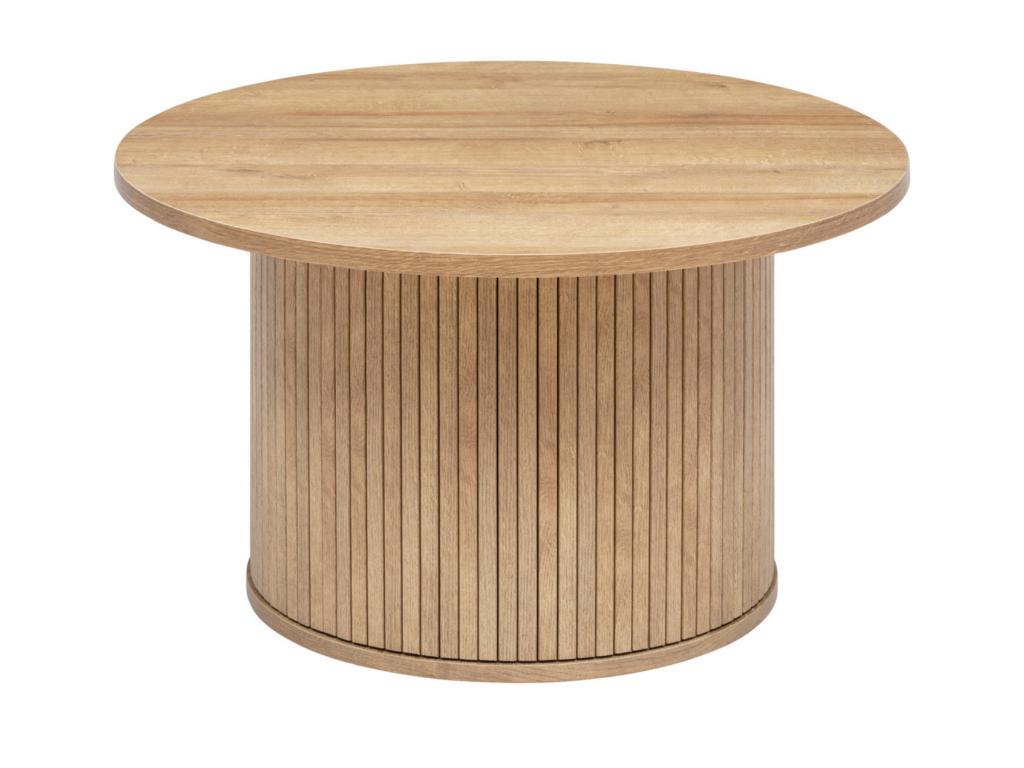 Round coffee table in natural-colored MDF wood - diameter 70 x height 40 cm AFWD45883