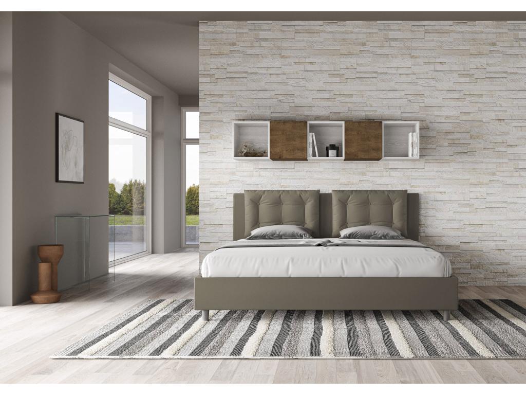 Bed with upholstered slatted base 180x200 cappuccino faux leather Decohaute DGUA29292