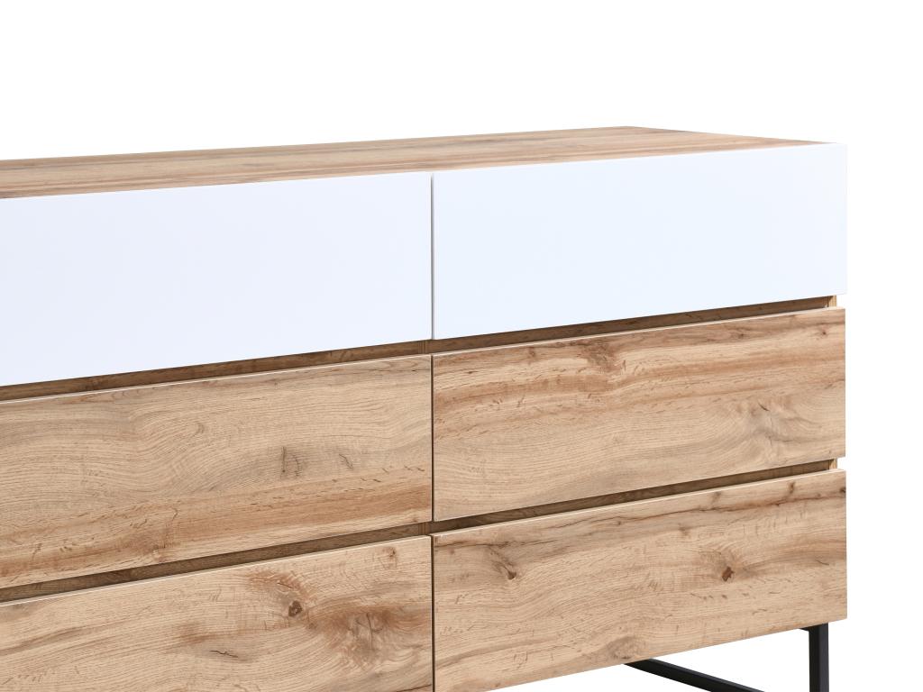 Chest of drawers with 6 drawers - Natural and white color - Decohaute DZKA57253