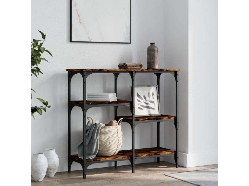 Smoked oak console table 80x29x75 engineered wood XUAH06726