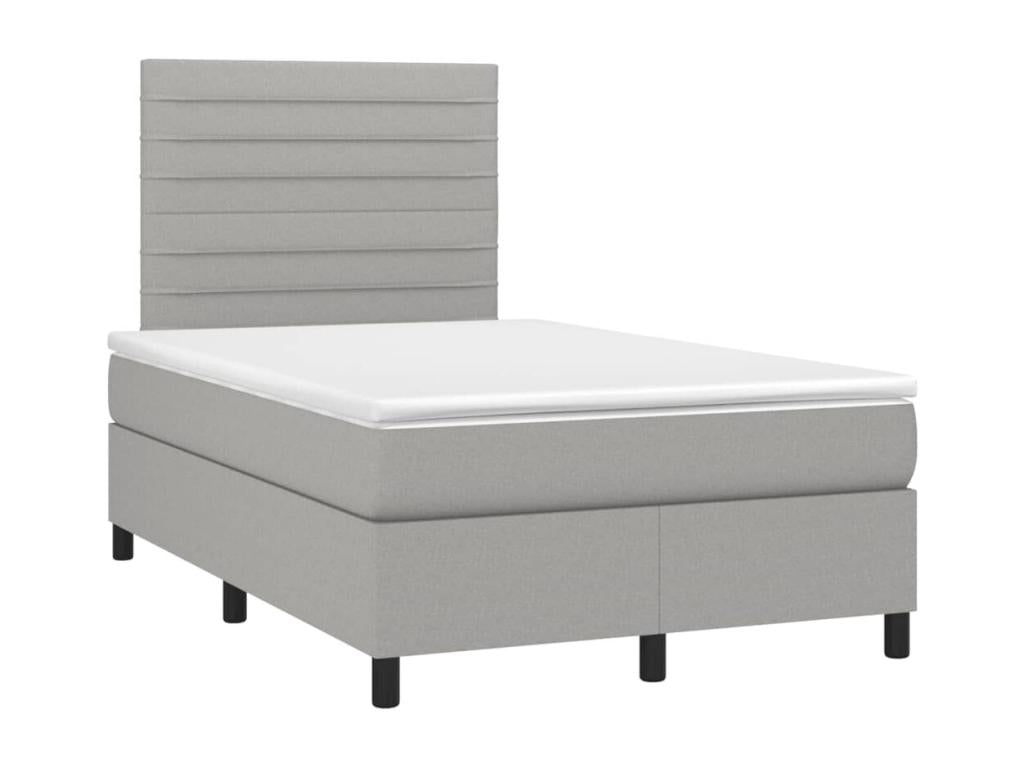 Domopure bed base with LED light grey mattress 120x190 cm fabric LXGH22376