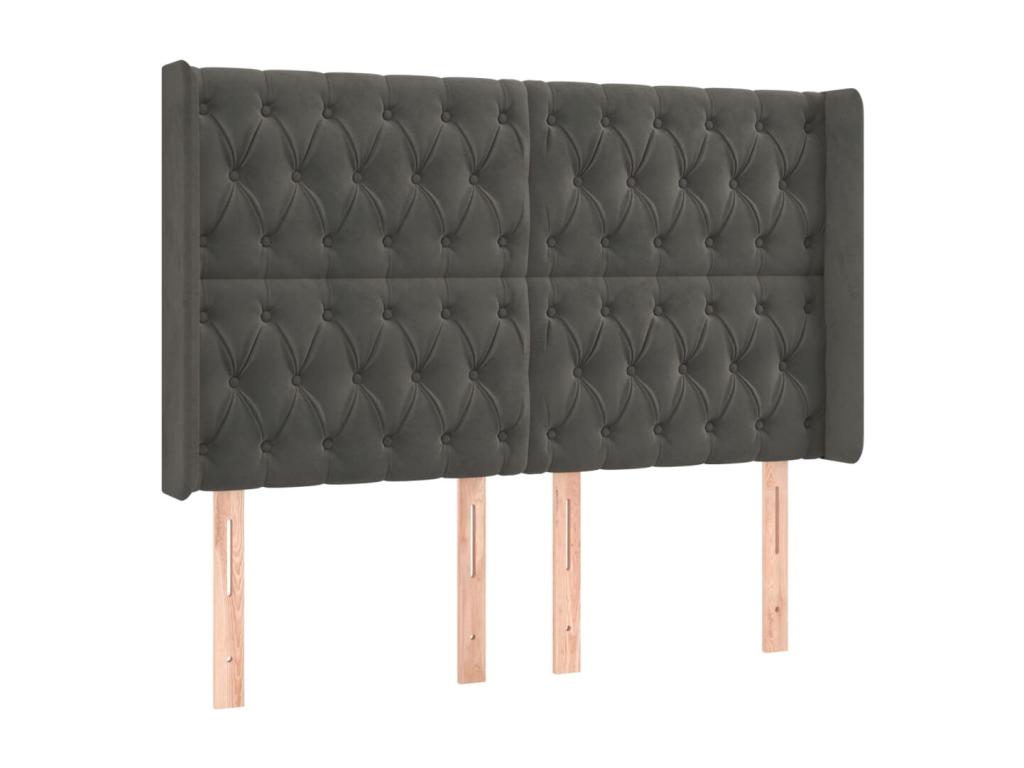 Headboard with wings, Dark Grey, 147x16x118-128 cm, Velvet MXRR74042