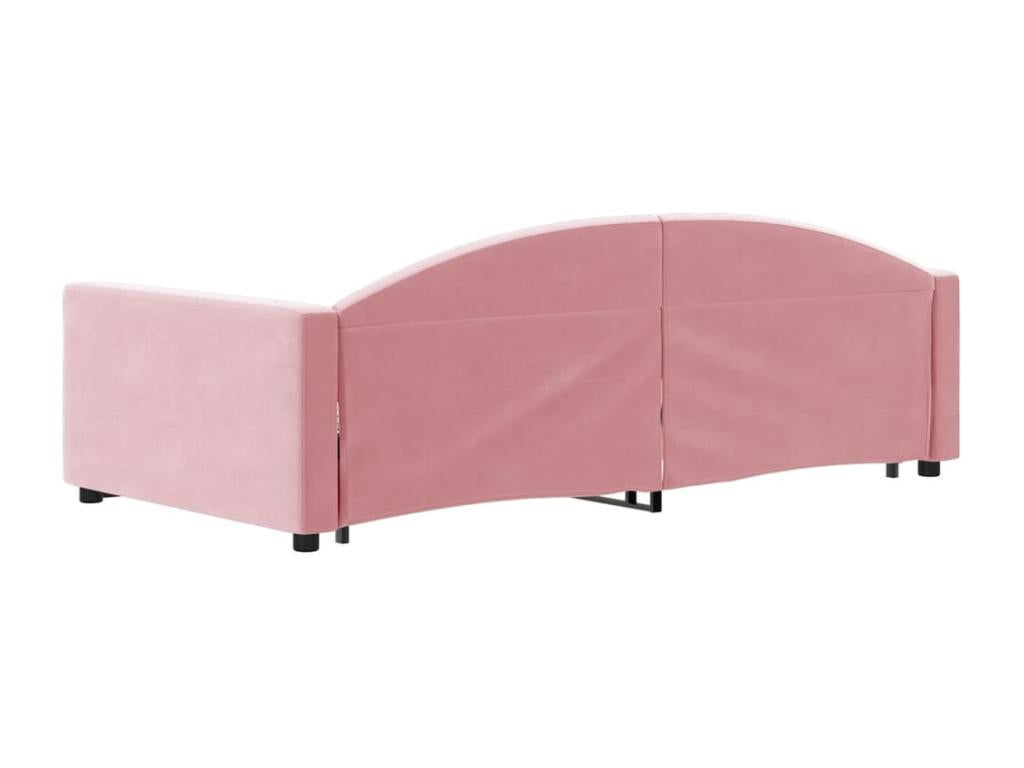 Daybed with pull-out bed and drawers, pink, 100x200 cm, velvet, HNTH60323