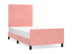 Pink velvet bed frame without mattress, 80x200 cm, BNDE67231