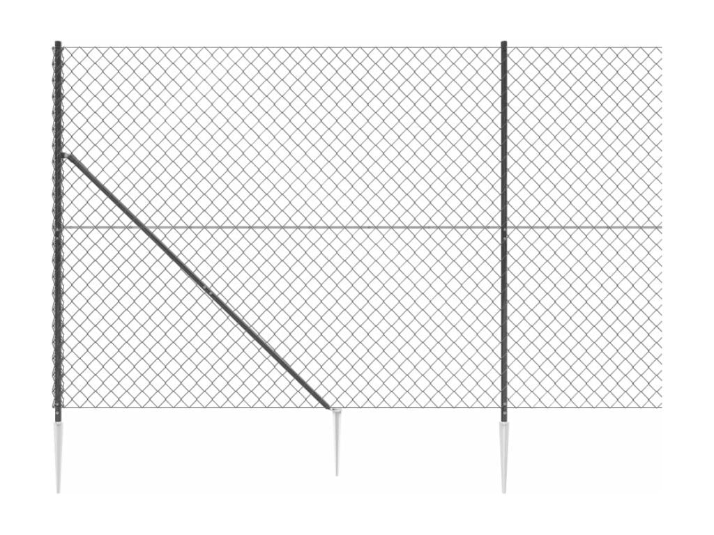 Anthracite diamond mesh fence with anchors, 1.6x25 m, VGNS56193