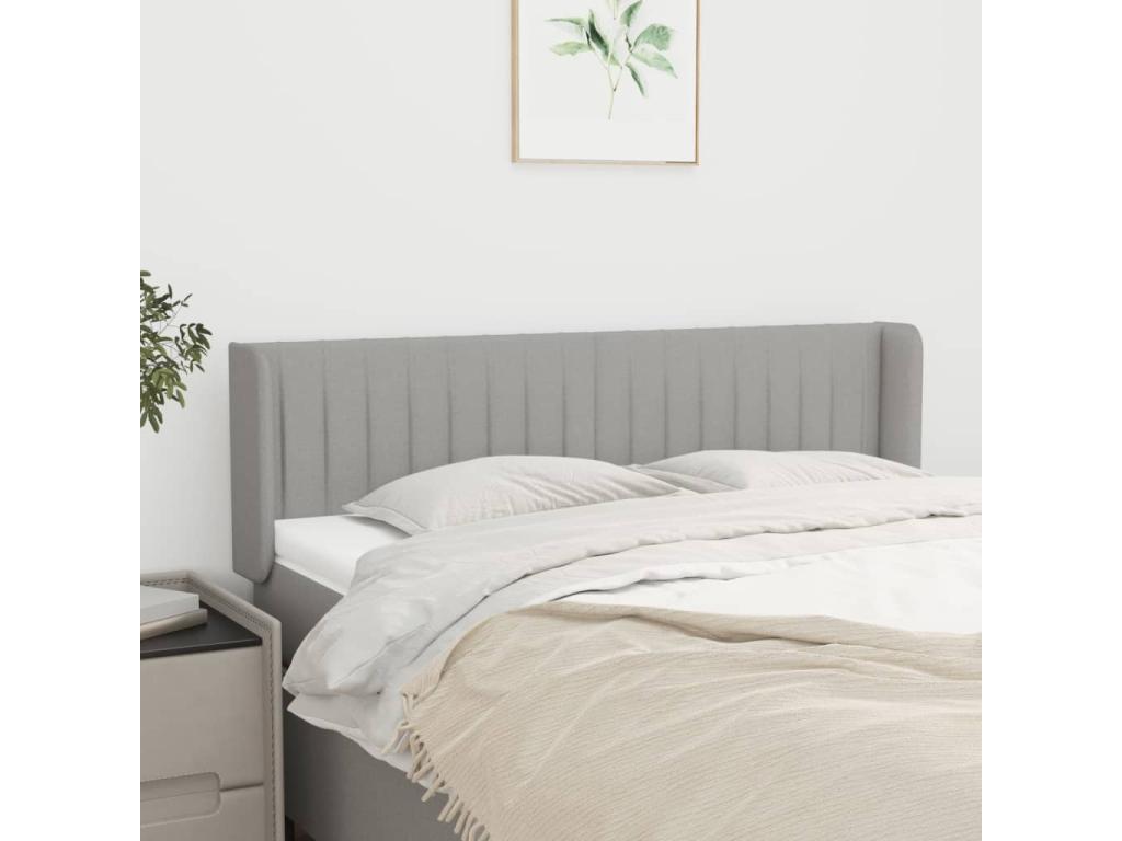 Headboard with wings, light grey, 147x16x78/88 cm, fabric TGHQ95515