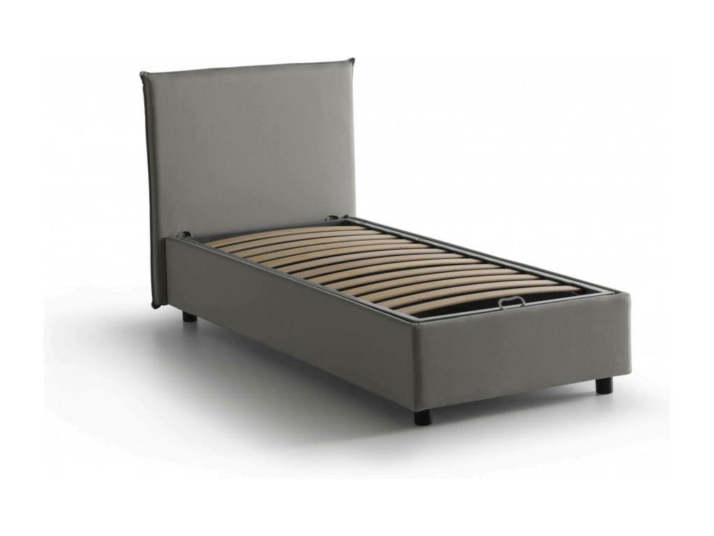 Decohaute Single Bed with Storage, Fabric Upholstery, Made in Italy, Front Opening, Suitable for 80x190 cm Mattress, Grey OFZD38318
