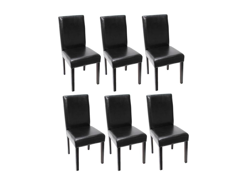 Decohaute dining chair set of 6 black leather dark legs NEKH94029