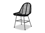 Dining chairs, set of 4, black natural rattan HPVG68903