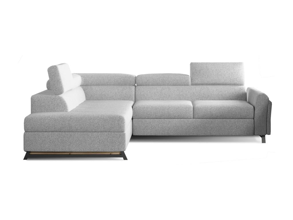 Domopure 265cm Left-Hand Corner Sofa Bed in Light Grey Fabric with Adjustable Headrests 2 UJEV18327