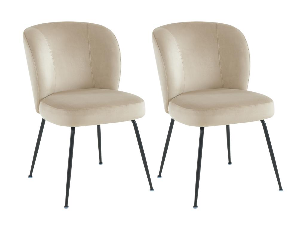 Set of 2 velvet and metal chairs - Beige - Domopure MONN43697